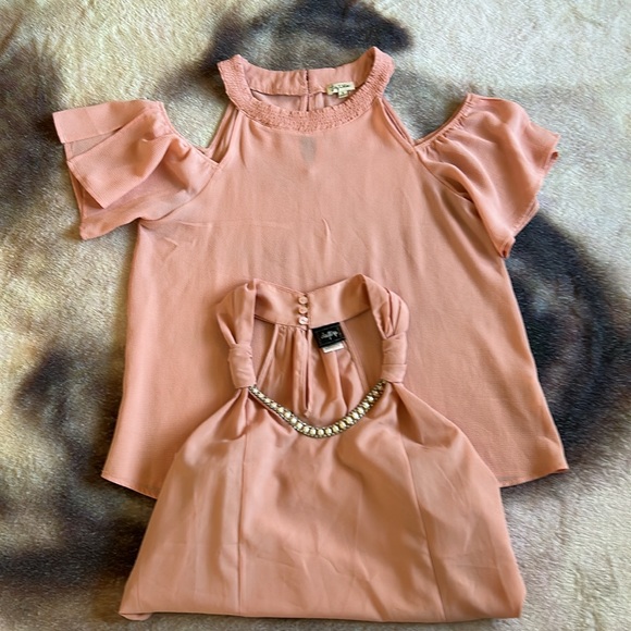 2 Peach Colored Dress Tops Size S - Picture 2 of 14